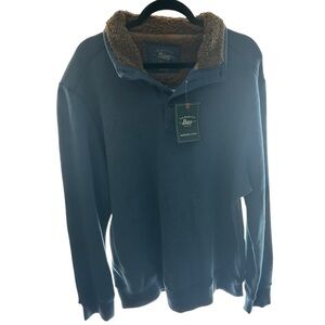 NWT Bass Blue Pullover with Brown Sherpa Neckline Size XL